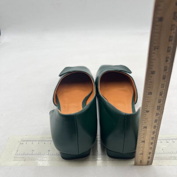 Wo Wagas Dark Green Pump Side Cut Block Low Heel Square Toe Slip On Working Shoe - Picture 5 of 8